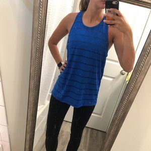 Royal blue striped workout tank